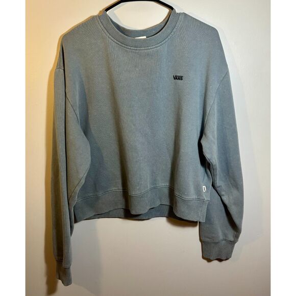 Vans Women’s XL Gray Cropped Crewneck Sweatshirt – Oversized Pullover - Picture 1 of 4